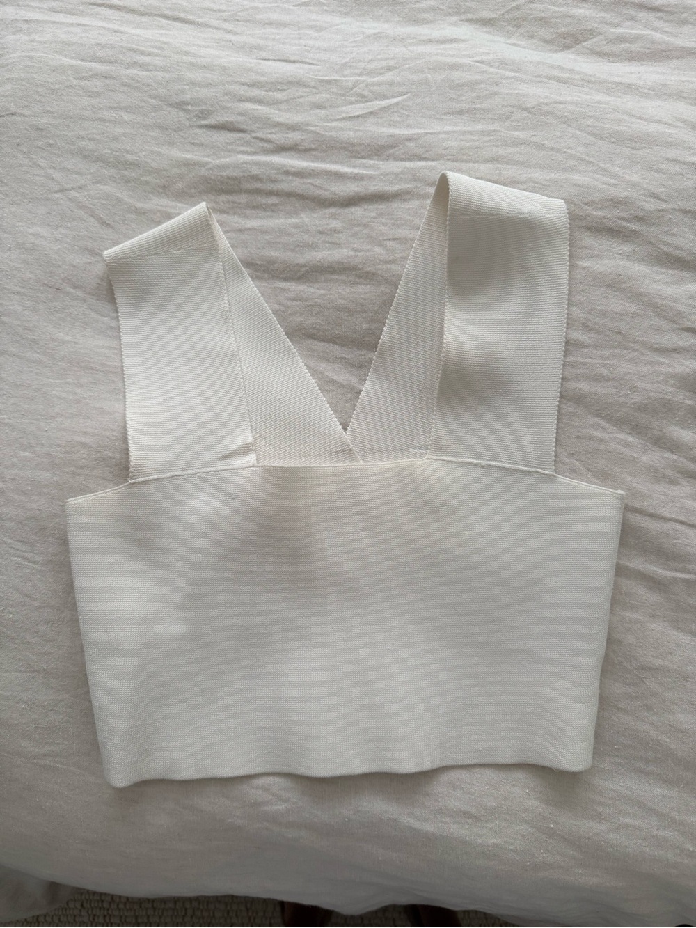A.L.C. Ivory Cropped V-Strap Tank